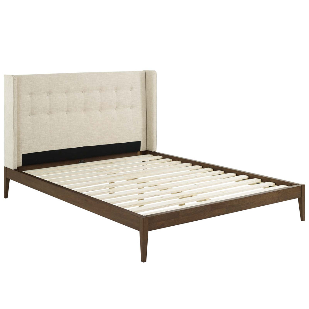 Modway Hadley Queen Wingback Upholstered Polyester Fabric Platform Bed - MOD-6003 | Beds | Modishstore - 4