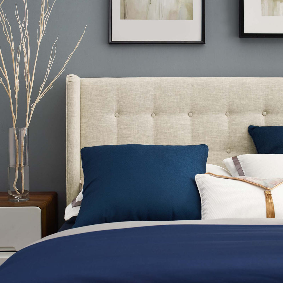 Modway Hadley Queen Wingback Upholstered Polyester Fabric Platform Bed - MOD-6003 | Beds | Modishstore - 2