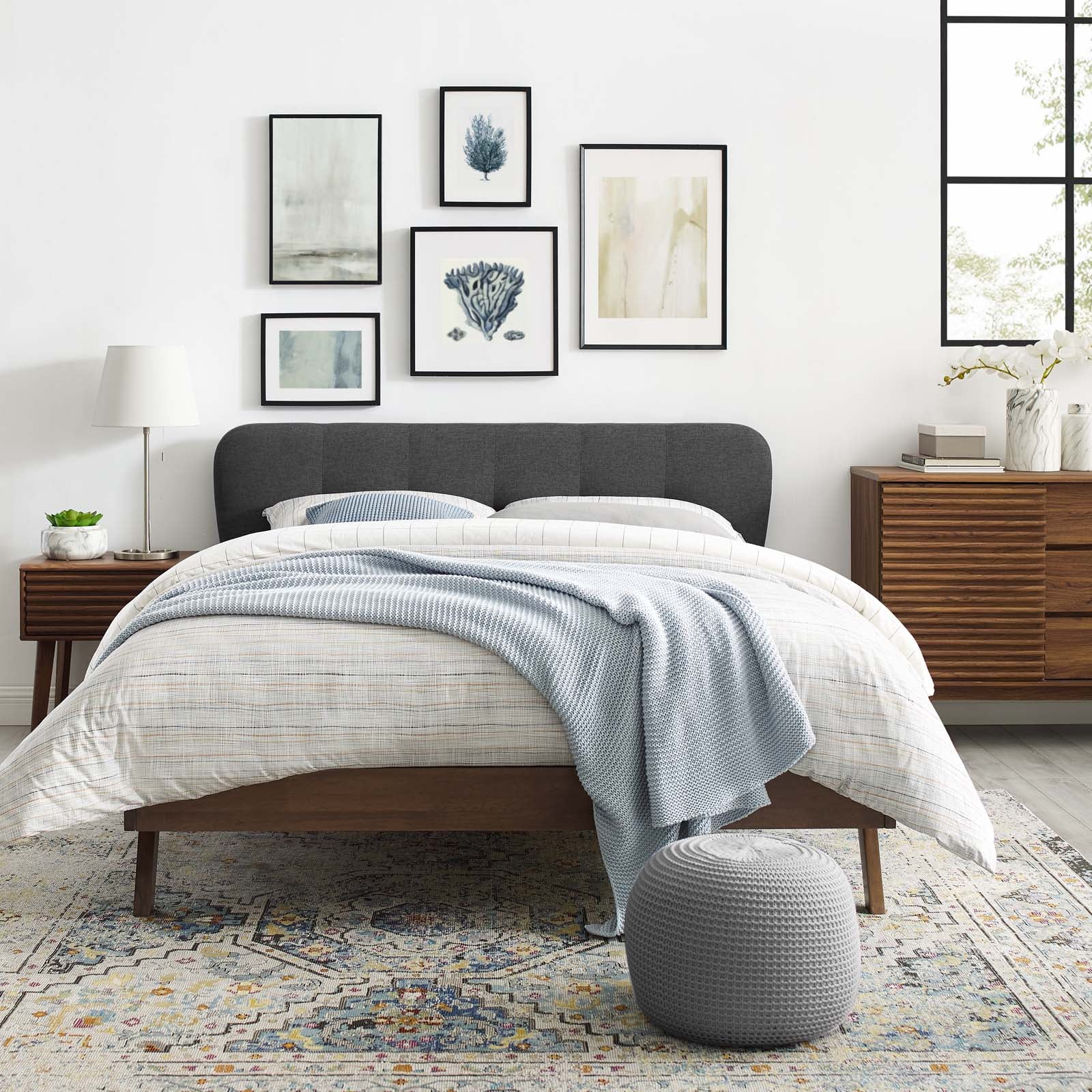 Gianna Queen Upholstered Polyester Fabric Platform Bed By Modway - MOD-6004 | Beds | Modishstore - 1