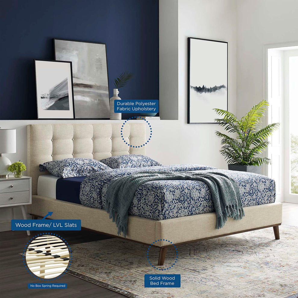 McKenzie Queen Biscuit Tufted Upholstered Fabric Platform Bed By Modway - MOD-6005 | Beds | Modishstore - 6