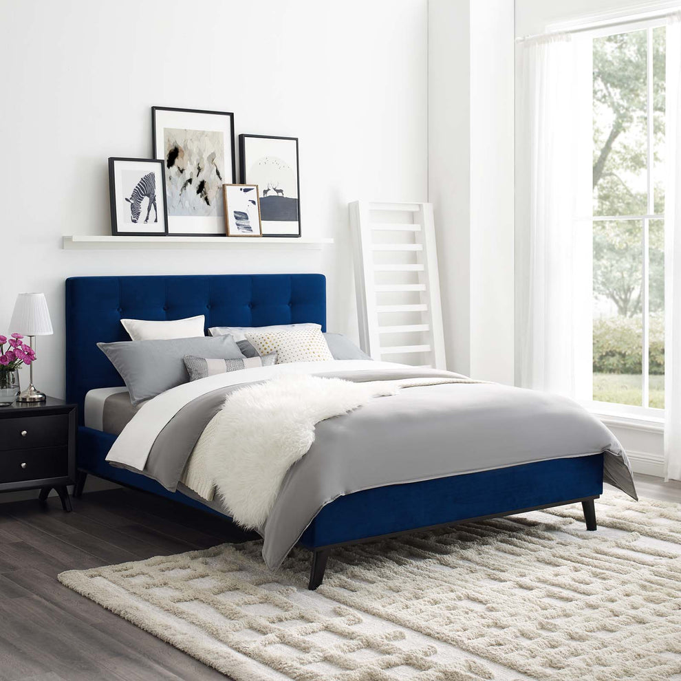 Modway McKenzie Queen Biscuit Tufted Performance Velvet Platform Bed - MOD-6006 | Beds | Modishstore - 7