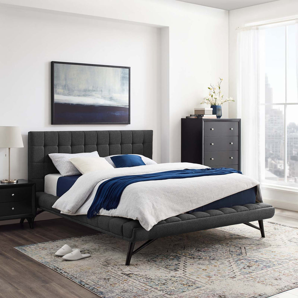 Modway Julia Queen Biscuit Tufted Upholstered Fabric Platform Bed - MOD-6007 | Beds | Modishstore - 13