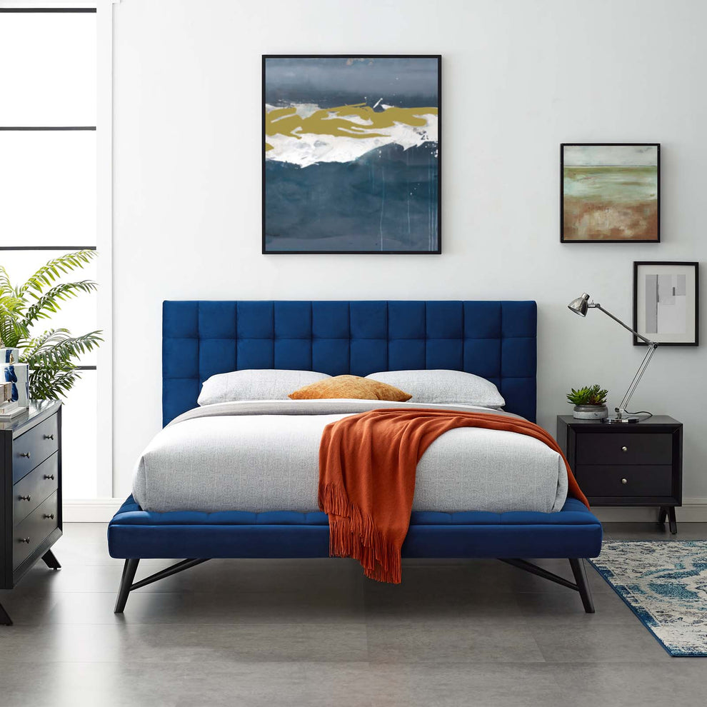 Modway Julia Queen Biscuit Tufted Performance Velvet Platform Bed - MOD-6008 | Beds | Modishstore - 6