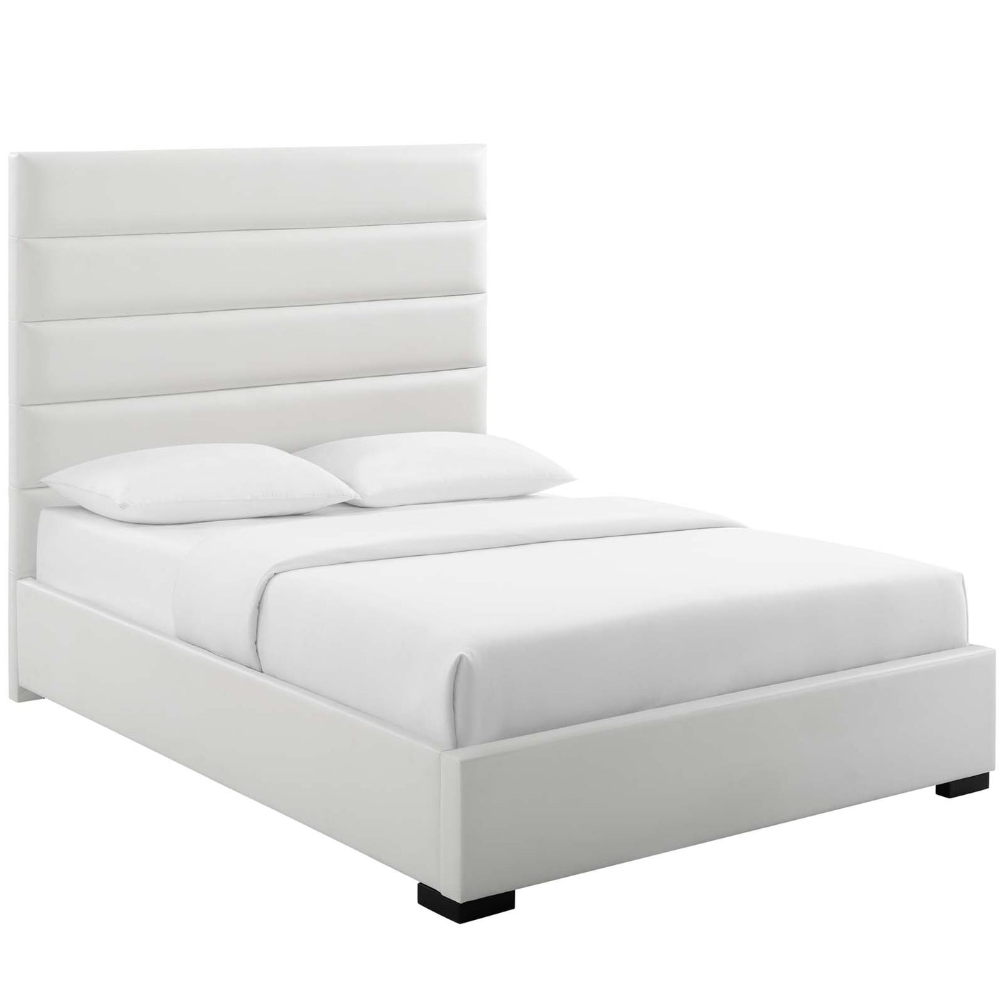Modway Genevieve Queen Faux Leather Platform Bed White | Beds | Modishstore-2
