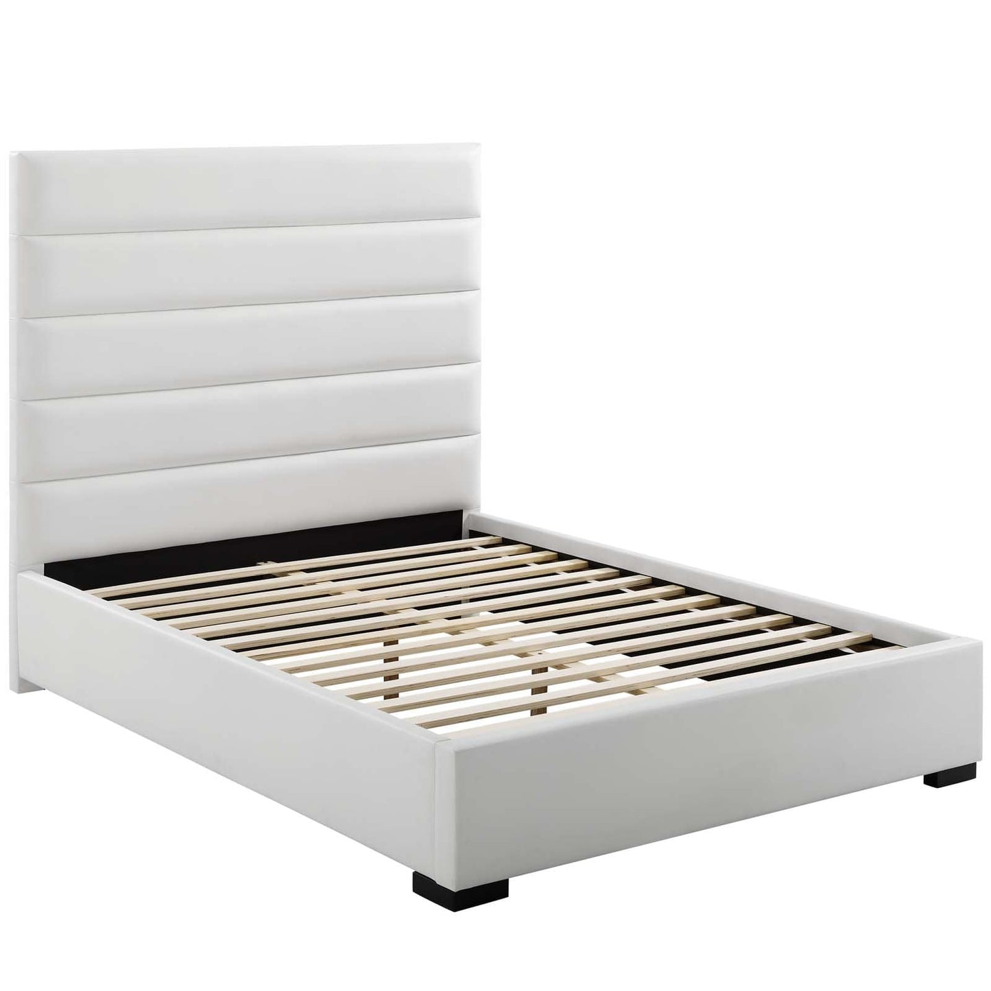 Modway Genevieve Queen Faux Leather Platform Bed White | Beds | Modishstore-3