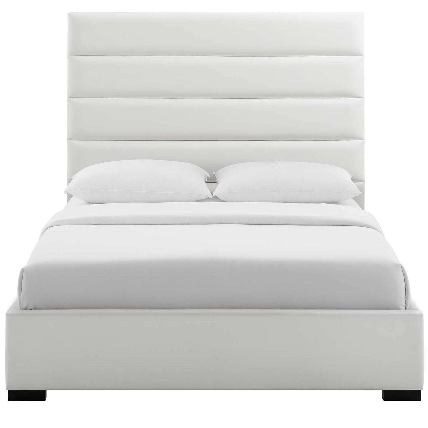 Modway Genevieve Queen Faux Leather Platform Bed White | Beds | Modishstore-5