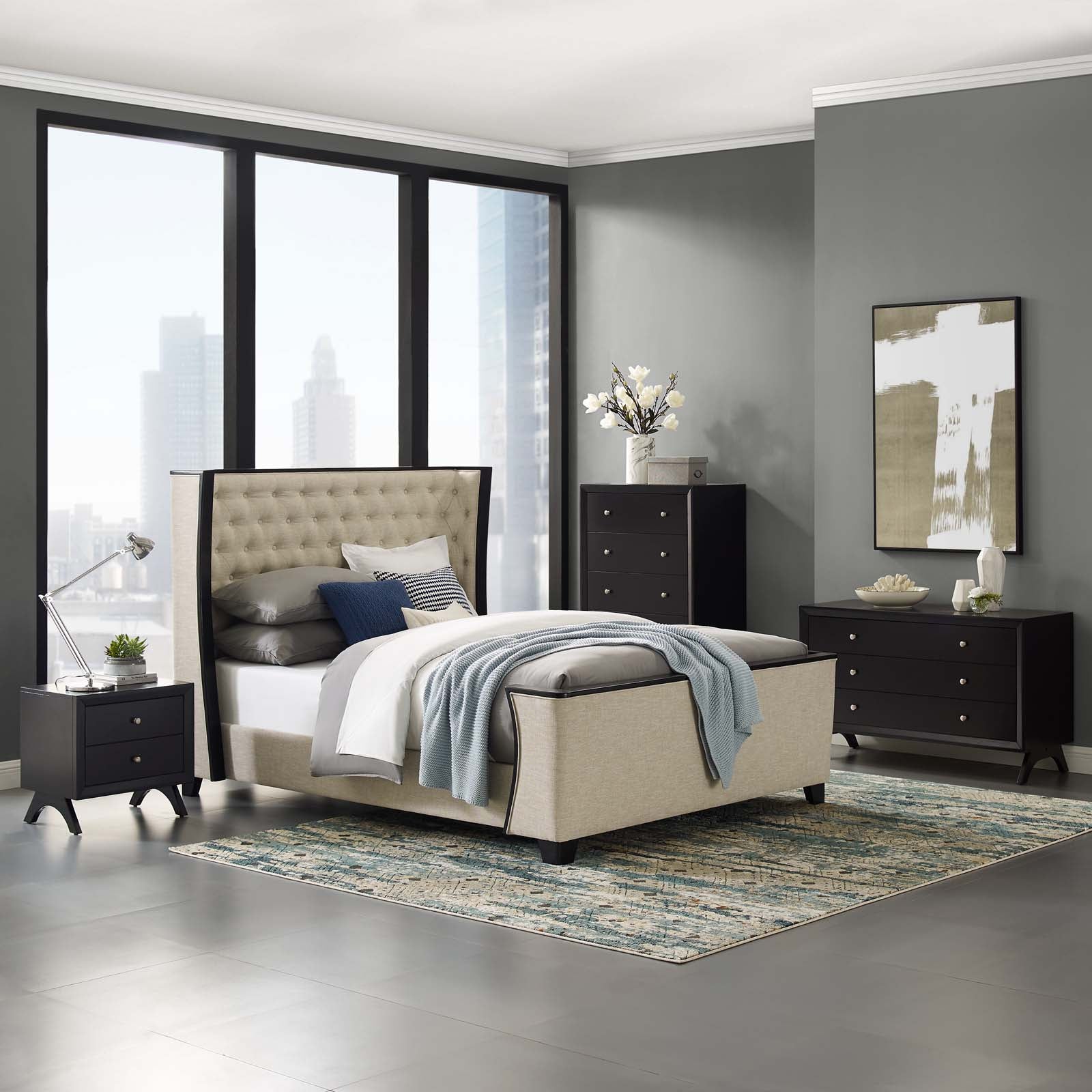 Galia Queen Upholstered Linen Fabric Platform Bed By Modway - MOD-6052 | Beds | Modishstore - 1