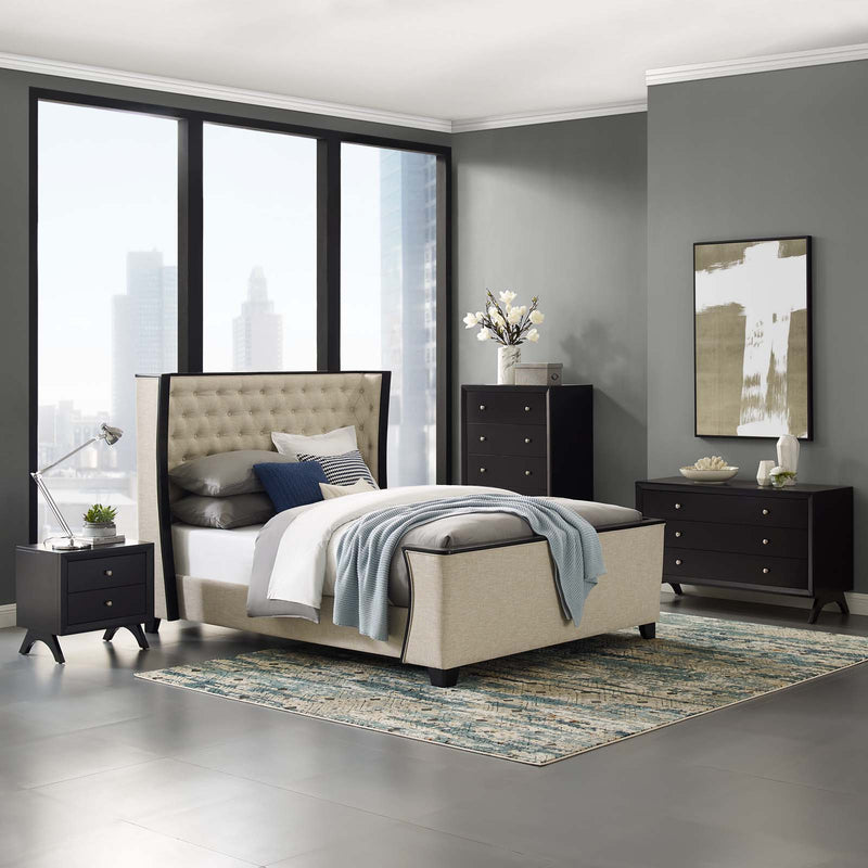 Galia Queen Upholstered Linen Fabric Platform Bed By Modway - MOD-6052 | Beds | Modishstore - 1