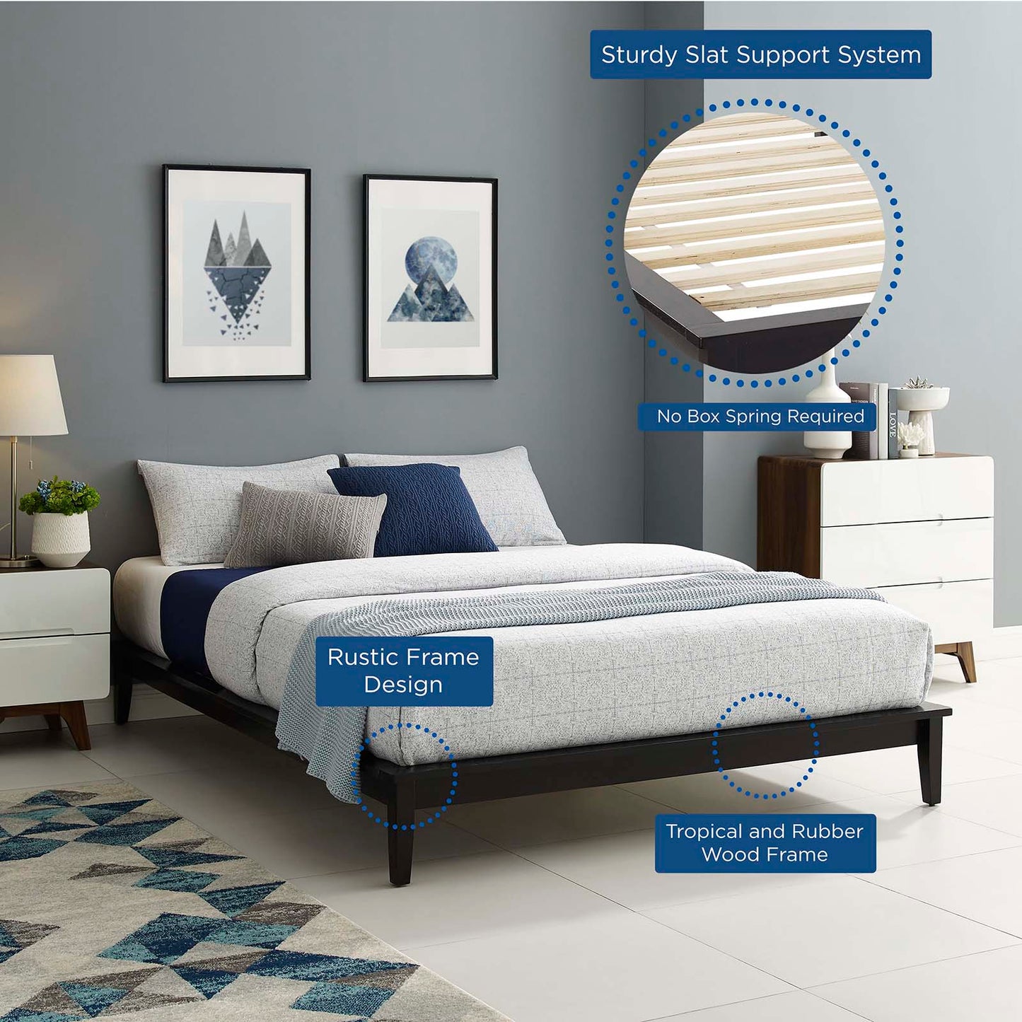 Lodge King Wood Platform Bed Frame By Modway - MOD-6056 | Beds | Modishstore - 17