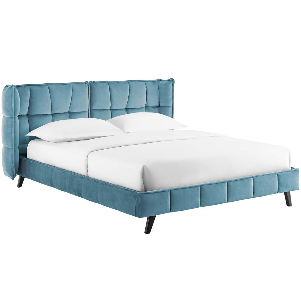 Modway Makenna Queen Upholstered Velvet Platform Bed - MOD-6081 | Beds | Modishstore - 2