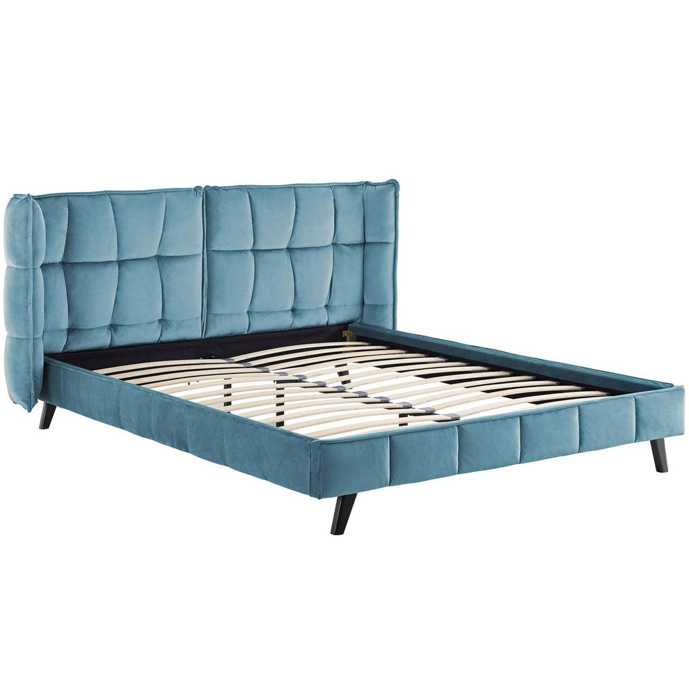 Modway Makenna Queen Upholstered Velvet Platform Bed - MOD-6081 | Beds | Modishstore - 3