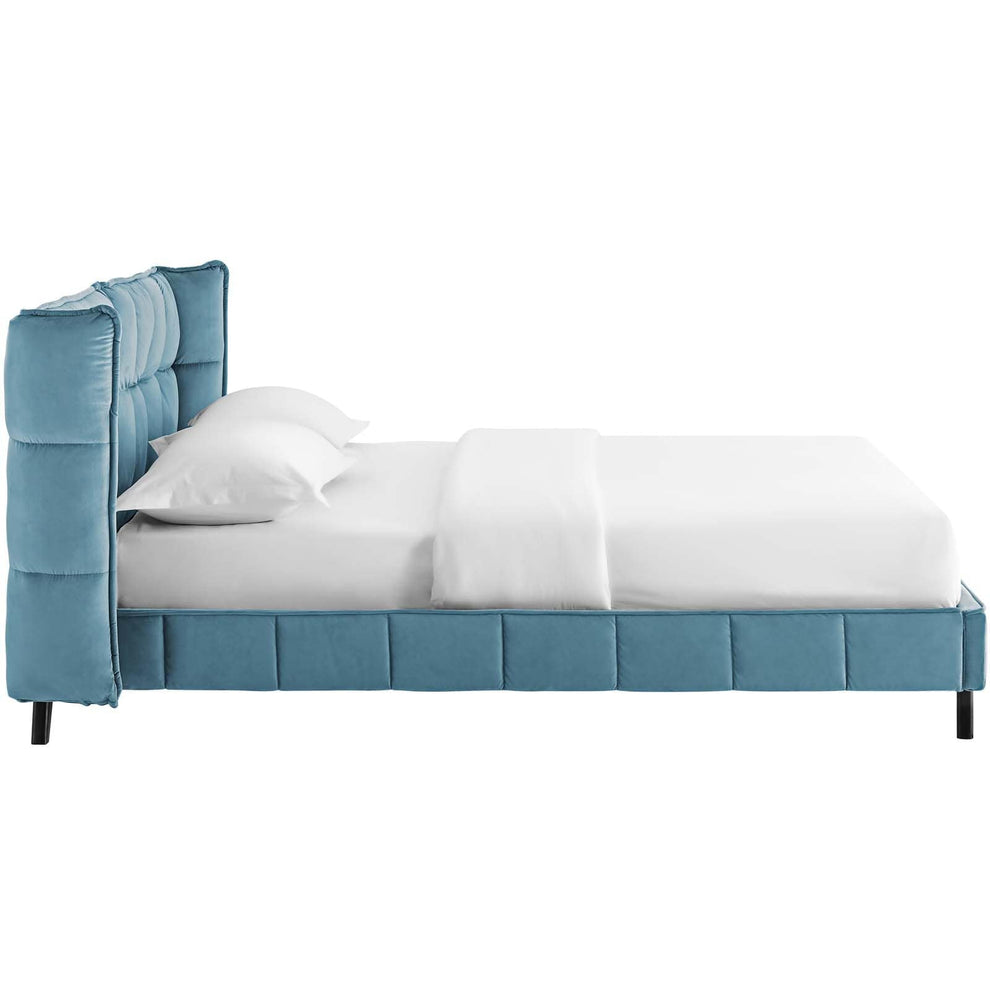 Modway Makenna Queen Upholstered Velvet Platform Bed - MOD-6081 | Beds | Modishstore - 4