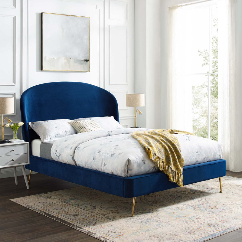 Modway Mira Upholstered Performance Velvet Queen Platform Bed - MOD-6131 | Beds | Modishstore - 1