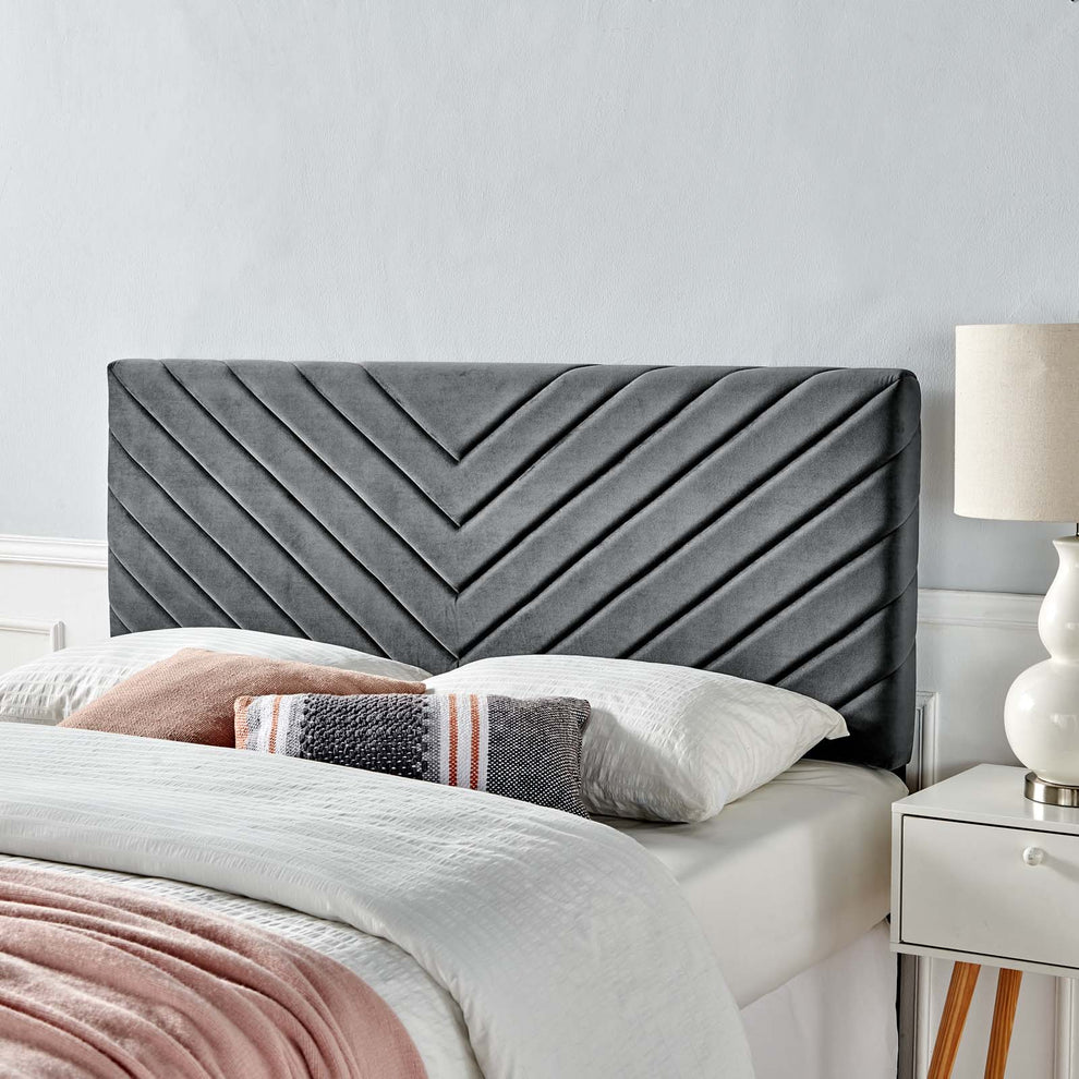 Modway Alyson Angular Channel Tufted Performance Velvet Full / Queen Headboard - MOD-6144 | Headboards | Modishstore - 1