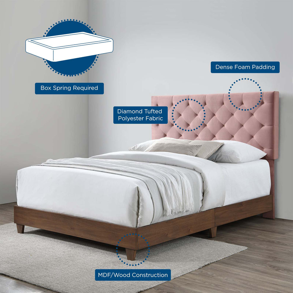 Modway Rhiannon Diamond Tufted Upholstered Performance Velvet Queen Bed - MOD-6147 | Beds | Modishstore - 10