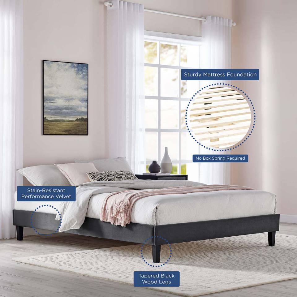 Modway Reign Queen Performance Velvet Platform Bed Frame - MOD-6266 | Beds | Modishstore - 5