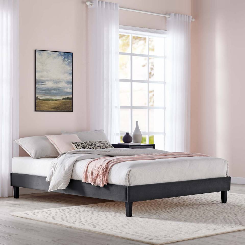 Modway Reign King Performance Velvet Platform Bed Frame - MOD-6267 | Beds | Modishstore - 1
