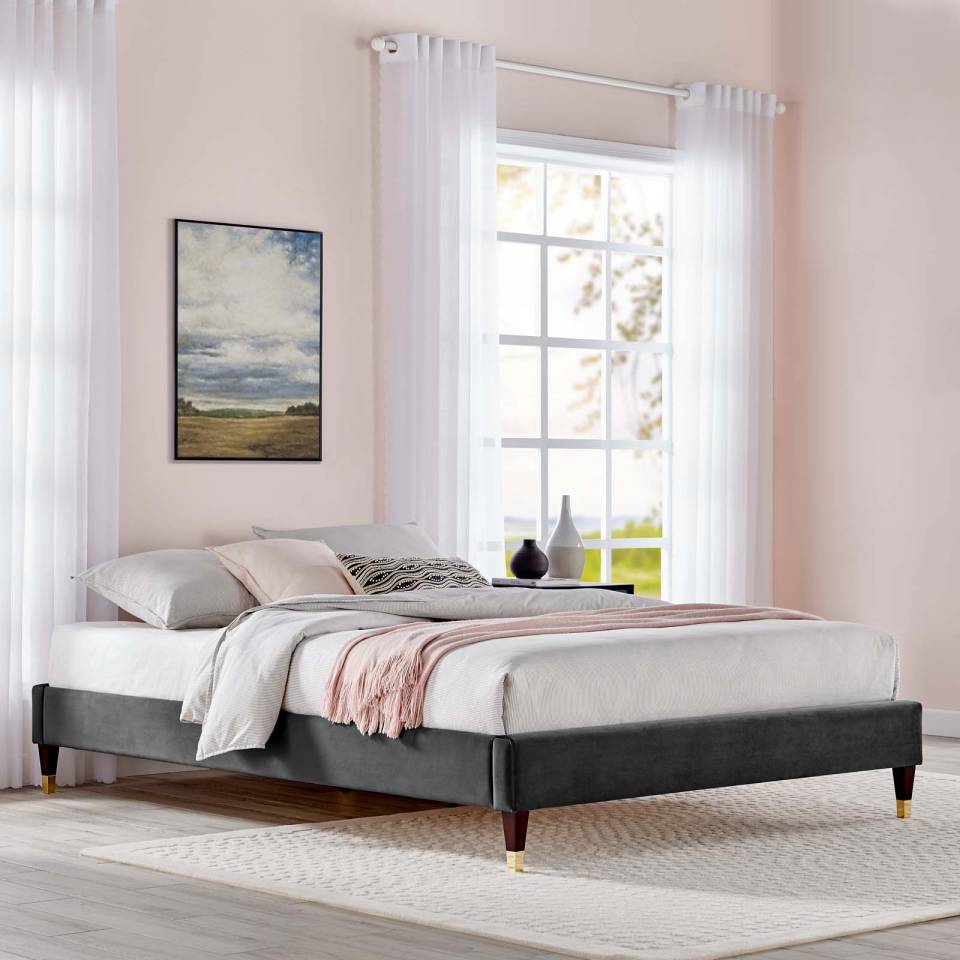 Modway Harlow Twin Performance Velvet Platform Bed Frame - MOD-6268 | Beds | Modishstore - 1