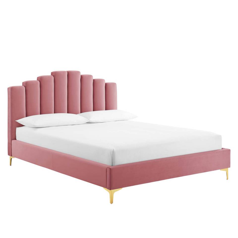 Modway Olivia Queen Performance Velvet Platform Bed | Beds | Modishstore-2