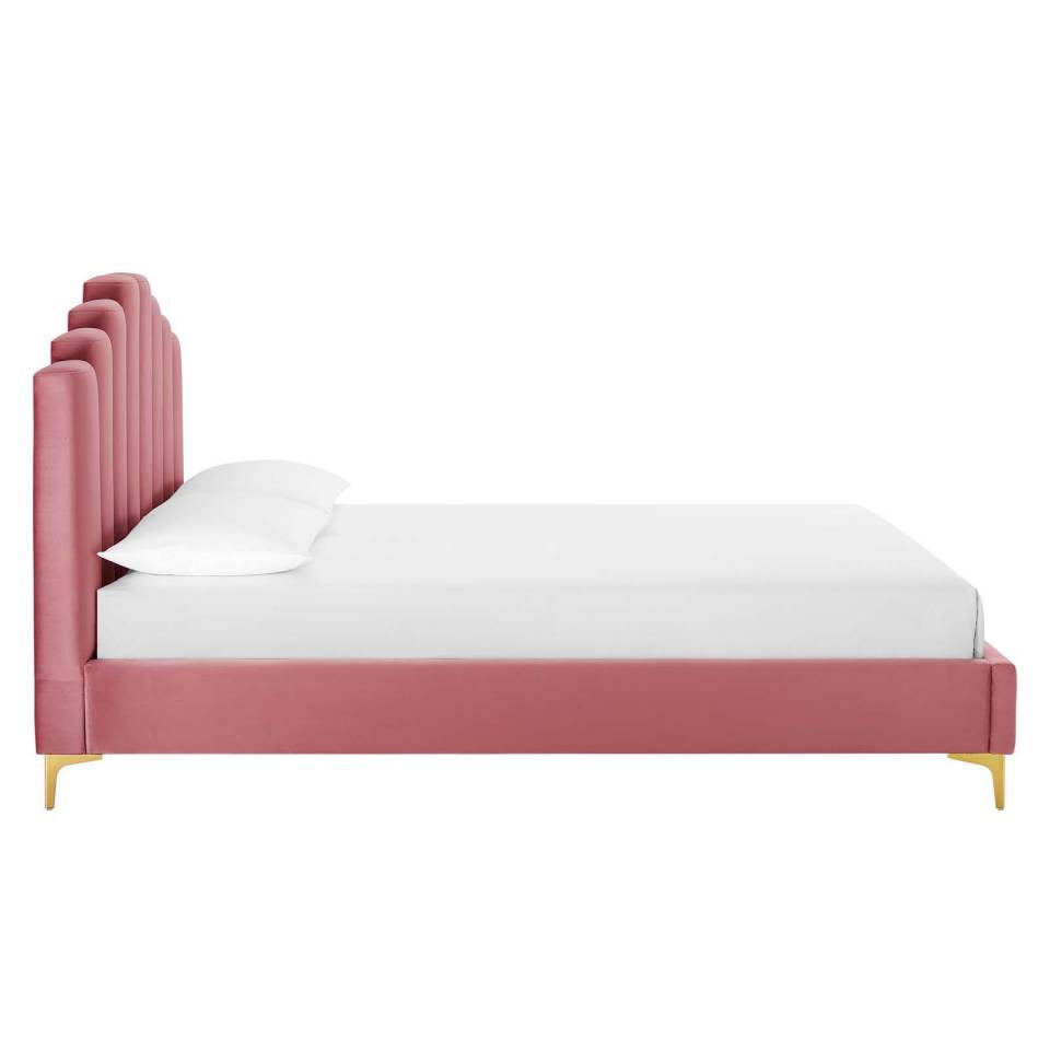 Modway Olivia Queen Performance Velvet Platform Bed - MOD-6280 | Beds | Modishstore - 4