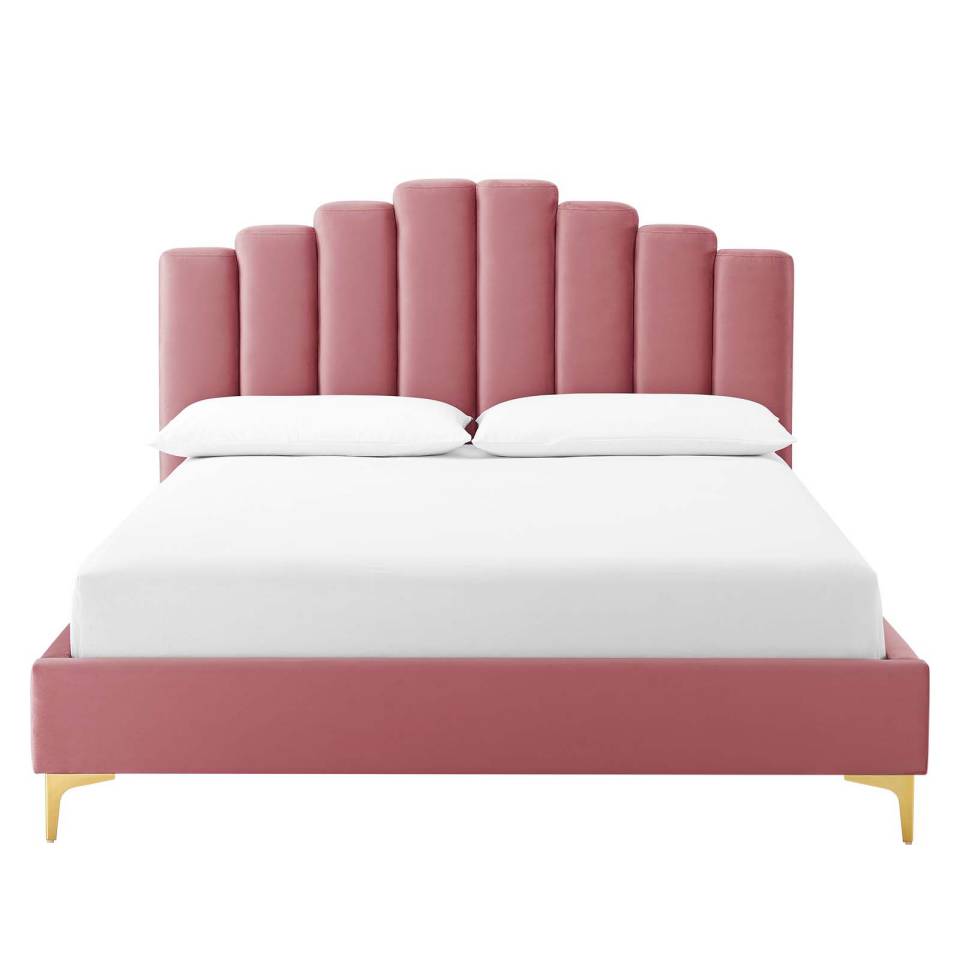 Modway Olivia Queen Performance Velvet Platform Bed - MOD-6280 | Beds | Modishstore - 5