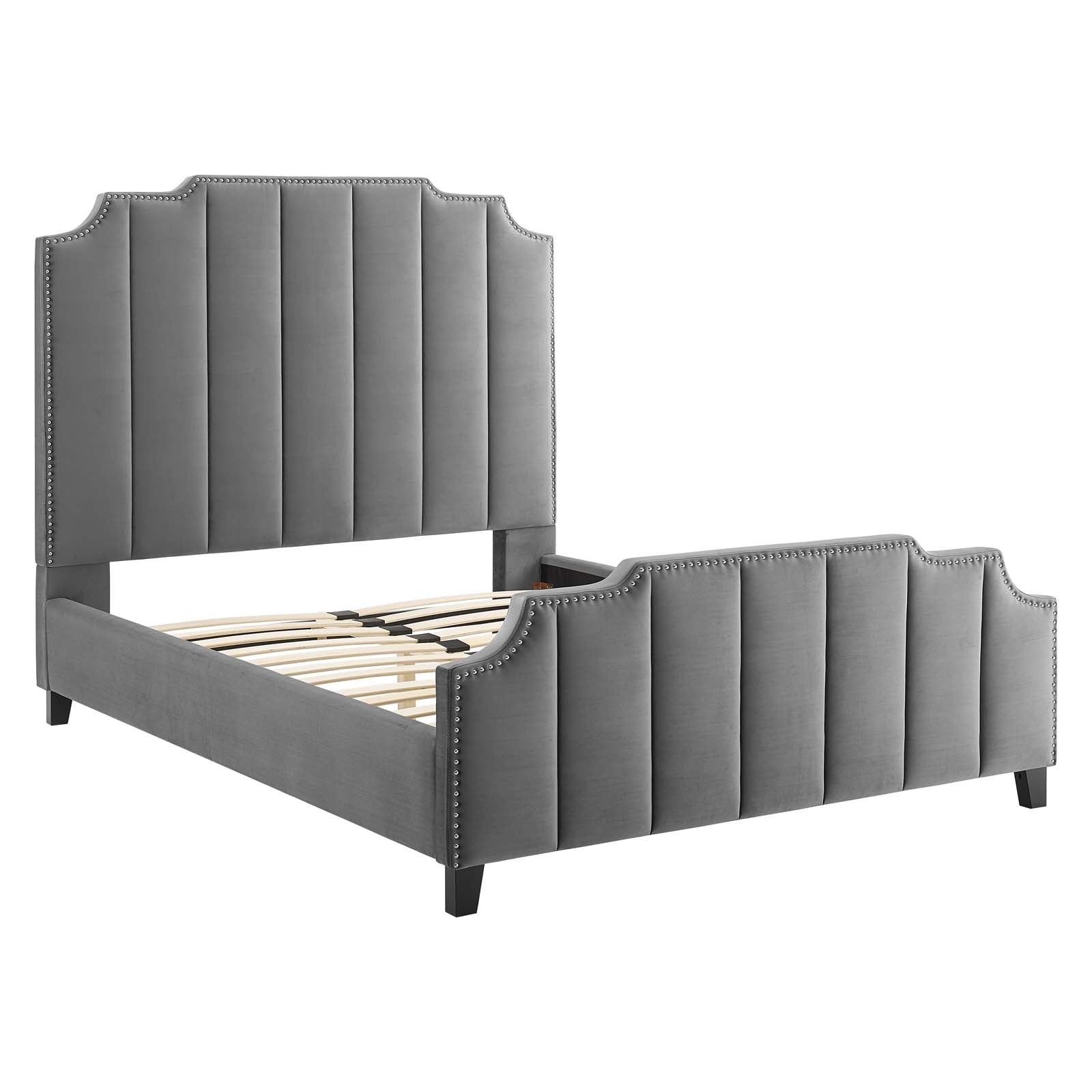 Lucille Queen Performance Velvet Platform Bed By Modway - MOD-6281 | Beds | Modishstore - 3