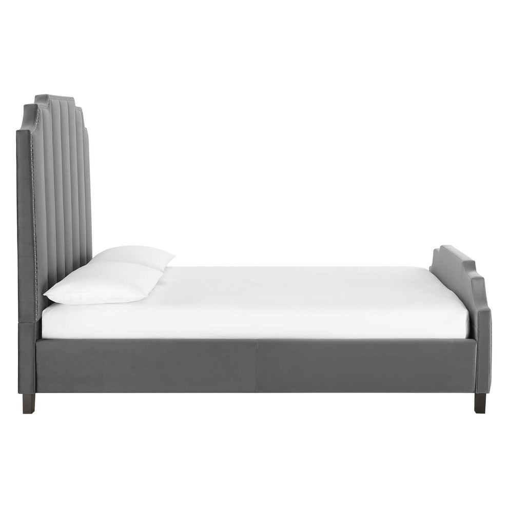 Lucille Queen Performance Velvet Platform Bed By Modway - MOD-6281 | Beds | Modishstore - 4