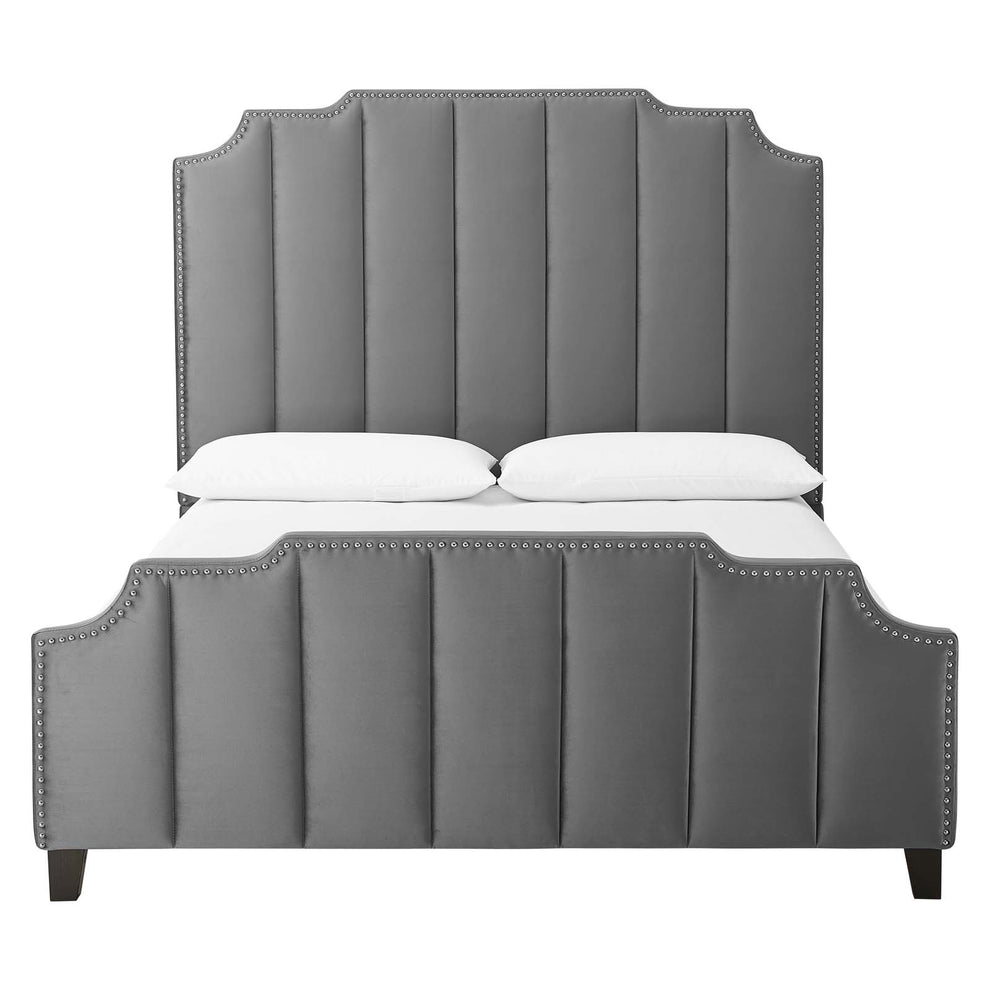 Lucille Queen Performance Velvet Platform Bed By Modway - MOD-6281 | Beds | Modishstore - 5