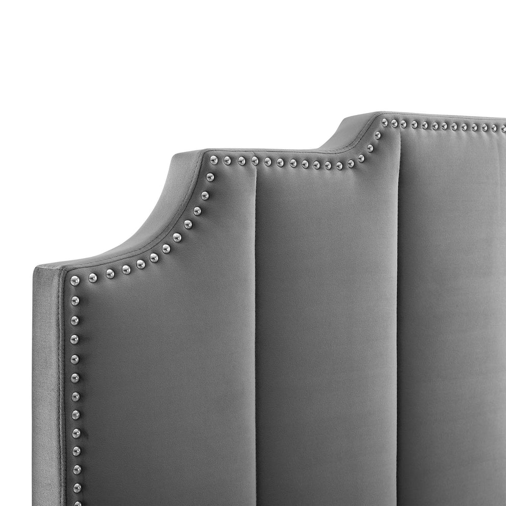 Lucille Queen Performance Velvet Platform Bed By Modway - MOD-6281 | Beds | Modishstore - 6