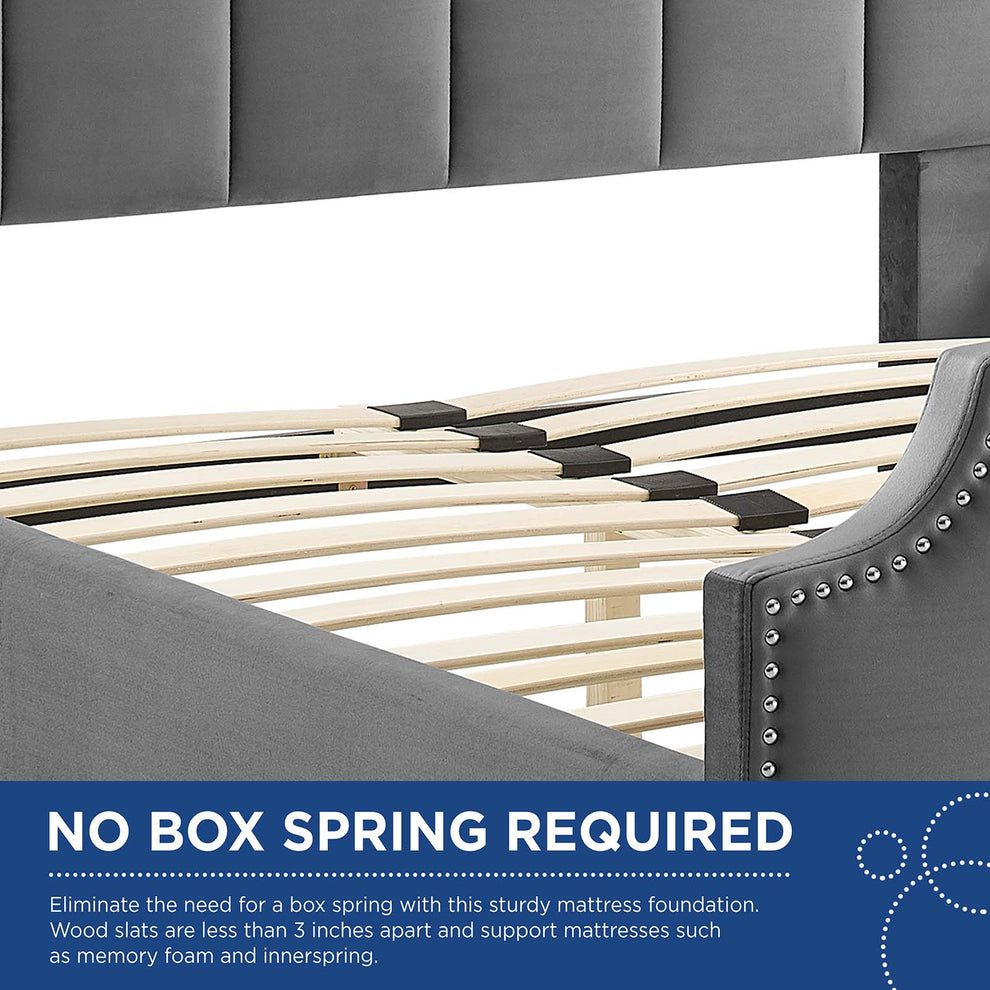 Lucille Queen Performance Velvet Platform Bed By Modway - MOD-6281 | Beds | Modishstore - 8
