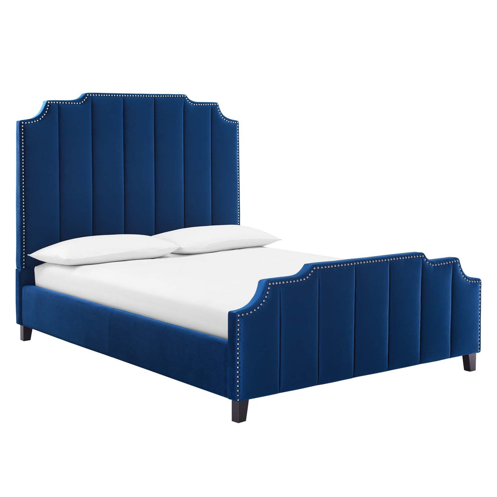 Lucille Queen Performance Velvet Platform Bed By Modway - MOD-6281 | Beds | Modishstore - 11