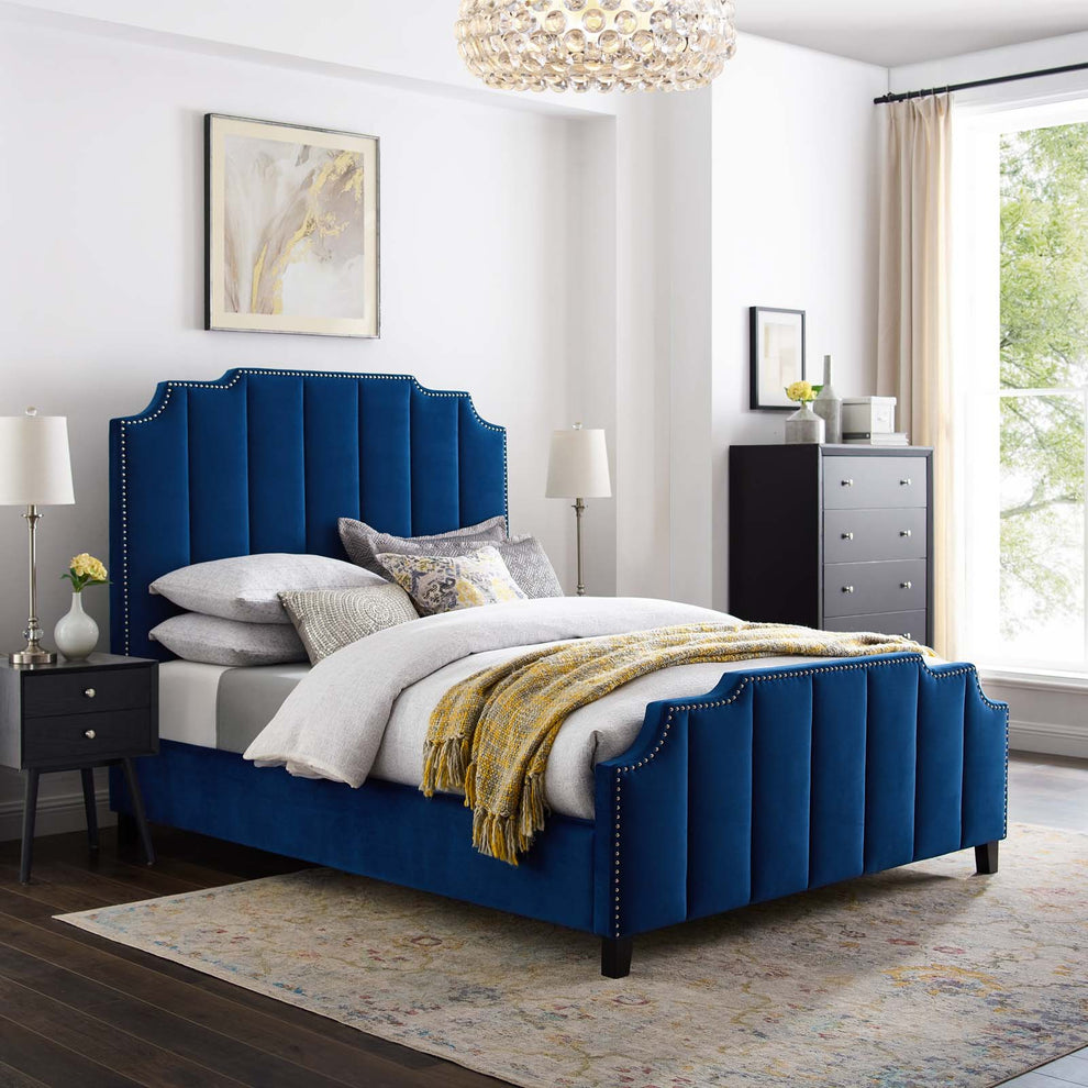 Lucille Queen Performance Velvet Platform Bed By Modway - MOD-6281 | Beds | Modishstore - 10