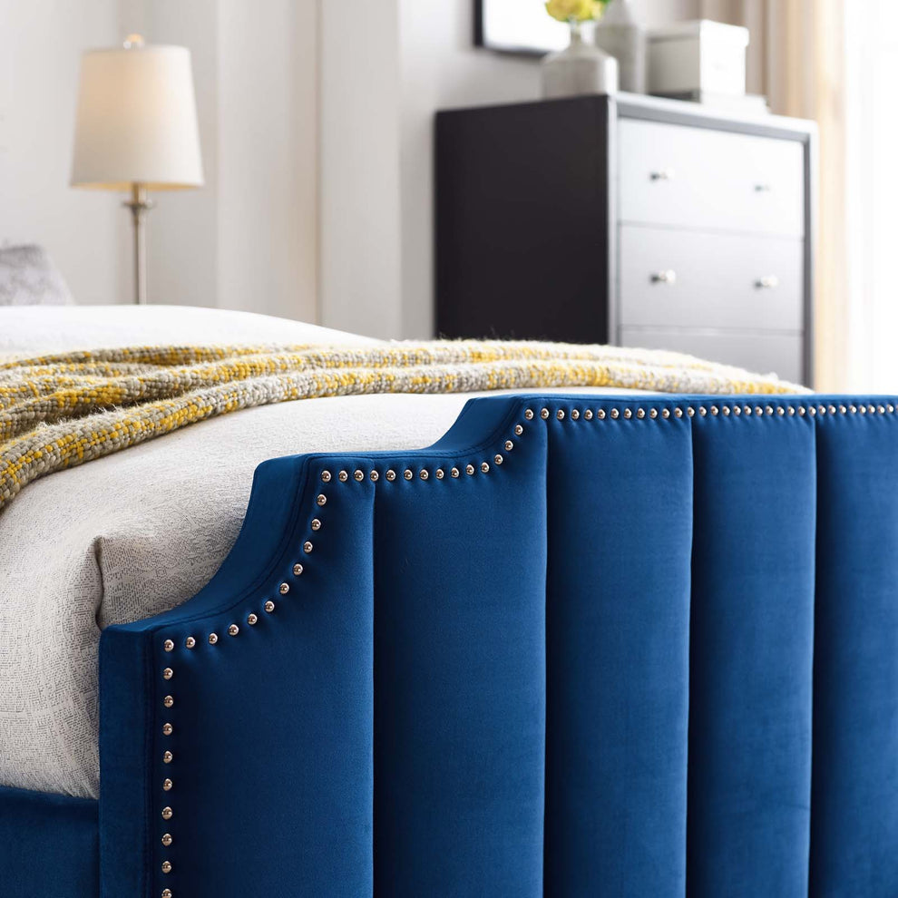 Lucille Queen Performance Velvet Platform Bed By Modway - MOD-6281 | Beds | Modishstore - 18