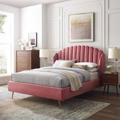 Modway Lana Queen Performance Velvet Wingback Platform Bed - MOD-6282