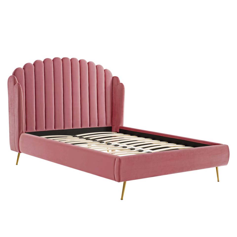 Modway Lana Queen Performance Velvet Wingback Platform Bed - MOD-6282 | Beds | Modishstore - 3