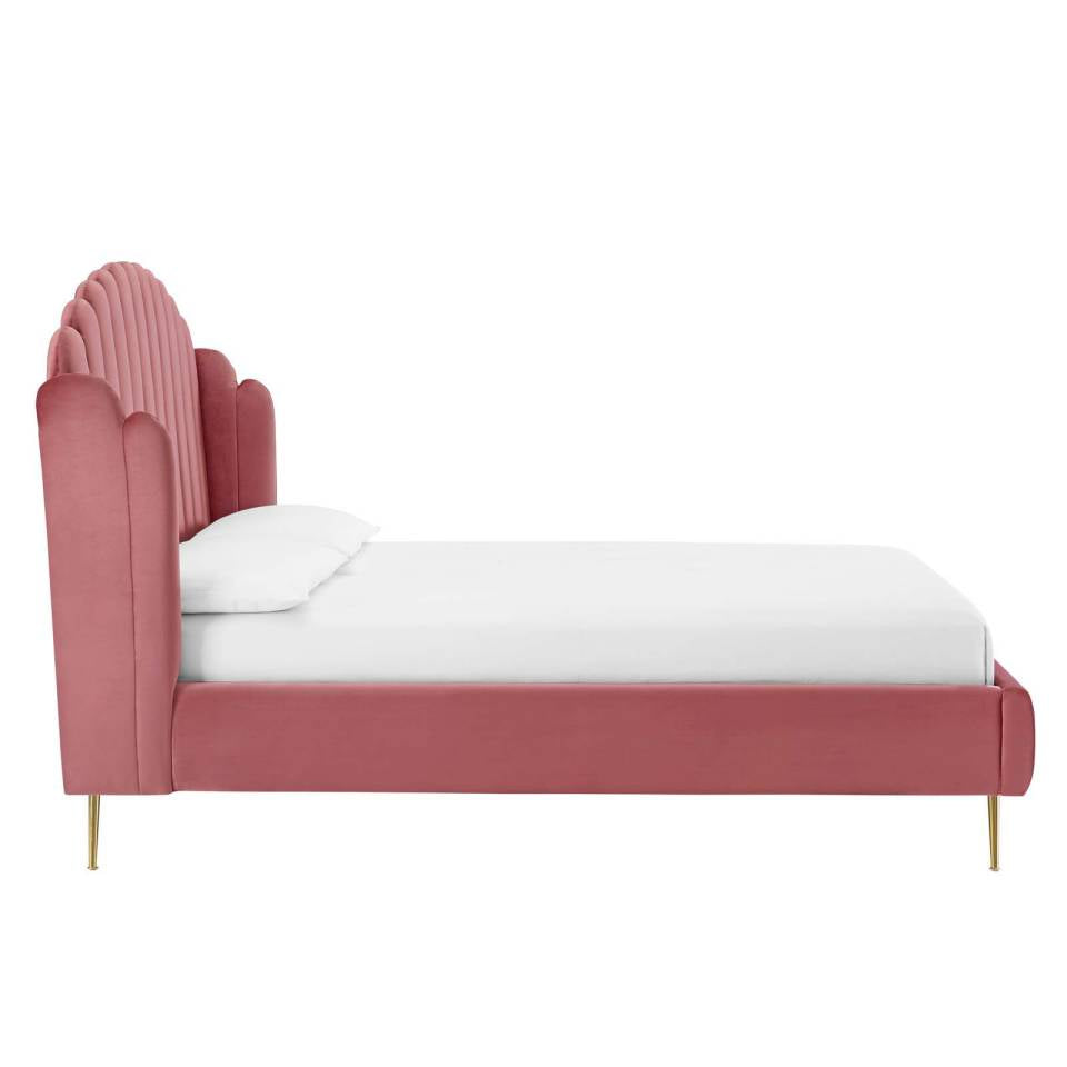 Modway Lana Queen Performance Velvet Wingback Platform Bed | Beds | Modishstore-4