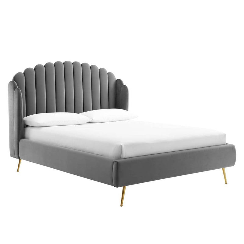 Modway Lana Queen Performance Velvet Wingback Platform Bed - MOD-6282 | Beds | Modishstore - 10