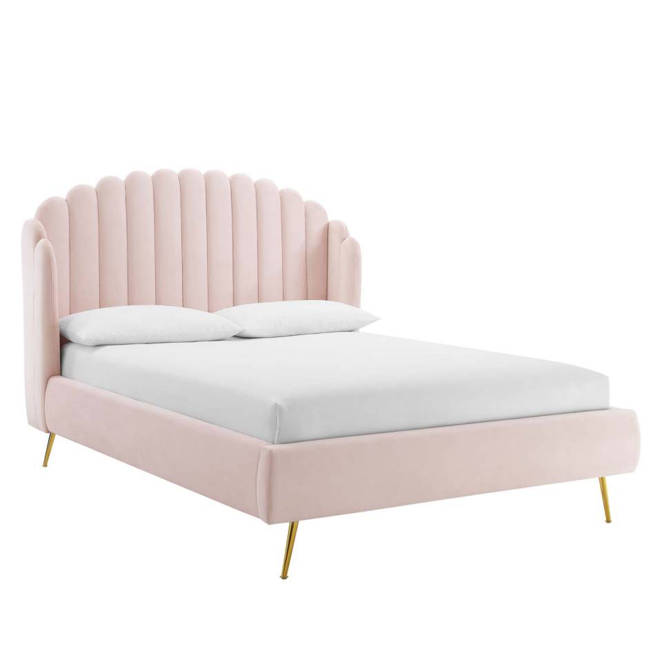 Modway Lana Queen Performance Velvet Wingback Platform Bed - MOD-6282 | Beds | Modishstore - 11