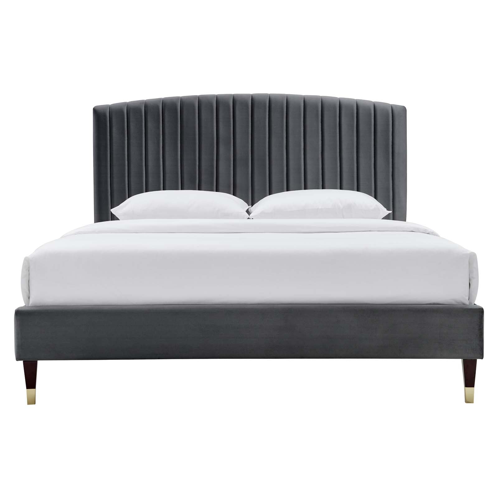 Alessi Performance Velvet Queen Platform Bed By Modway - MOD-6284-CHA | Beds |  Modishstore - 5