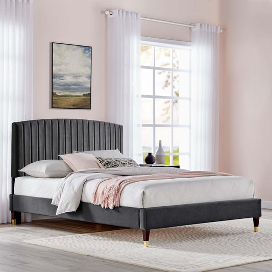 Alessi Performance Velvet Queen Platform Bed By Modway - MOD-6284-CHA | Beds |  Modishstore