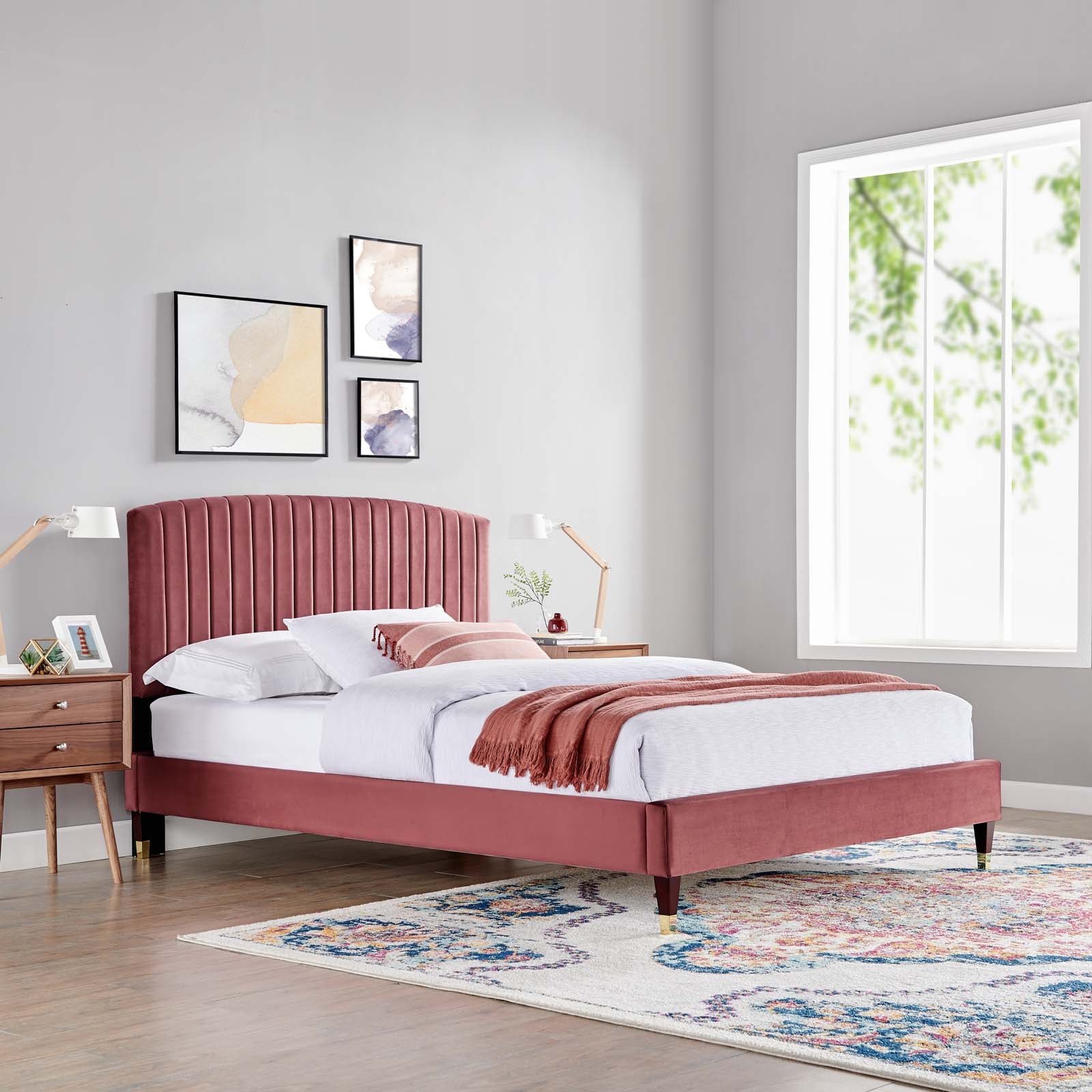 Alessi Performance Velvet Queen Platform Bed By Modway - MOD-6284-CHA | Beds |  Modishstore - 10