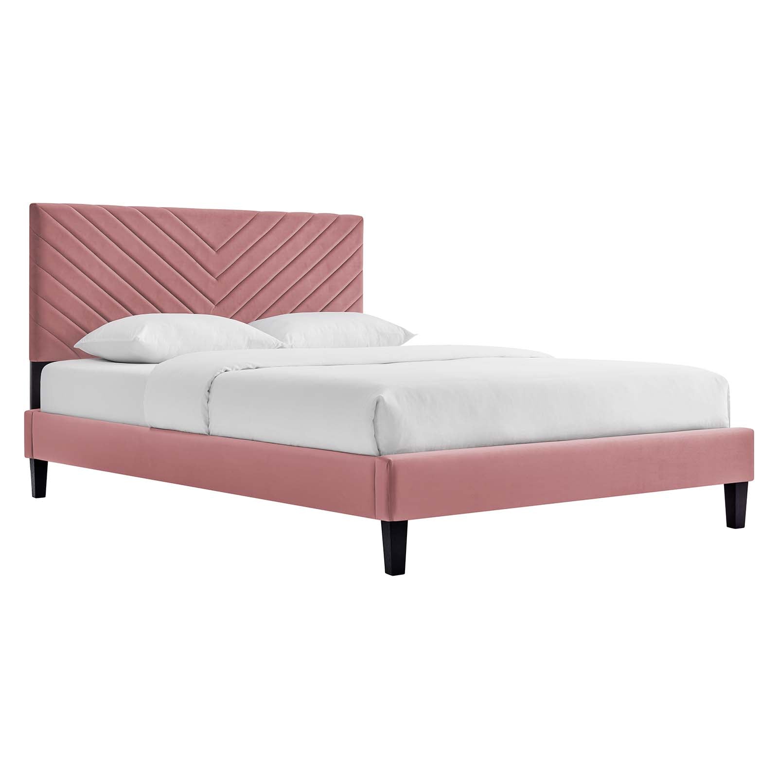 Roxanne Performance Velvet Queen Platform Bed By Modway - MOD-6285 | Beds | Modishstore - 9