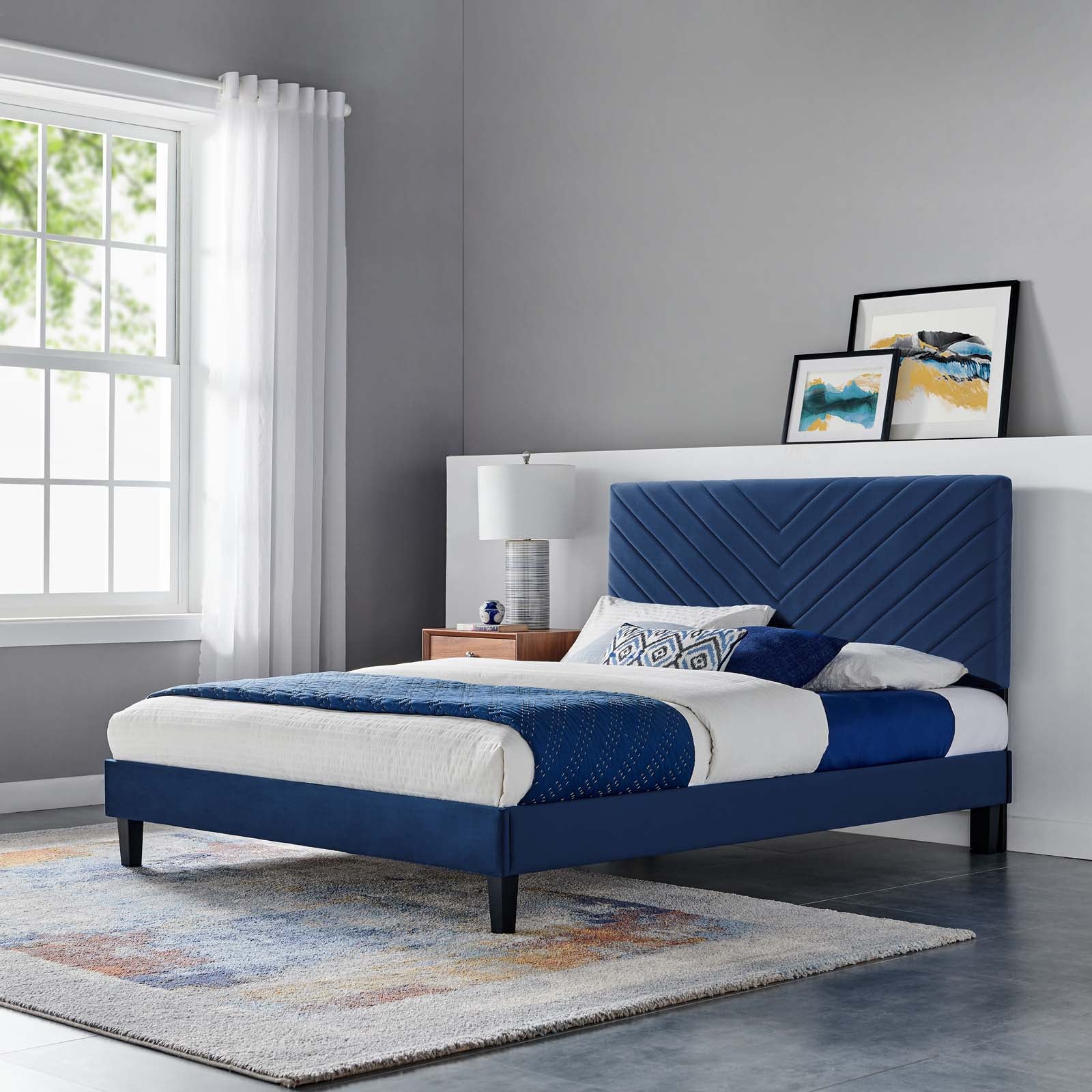 Roxanne Performance Velvet Queen Platform Bed By Modway - MOD-6285 | Beds | Modishstore - 18