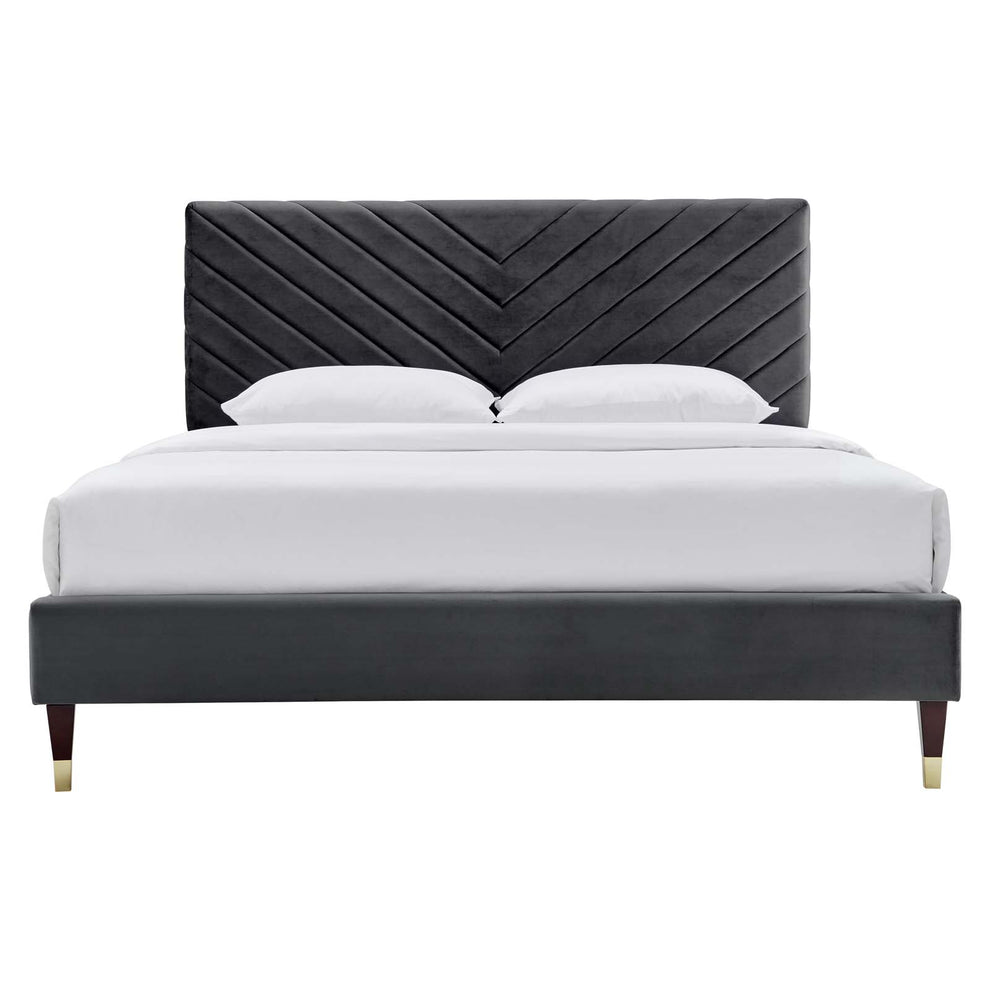 Roxanne Performance Velvet Queen Platform Bed By Modway - MOD-6286 | Beds | Modishstore - 5