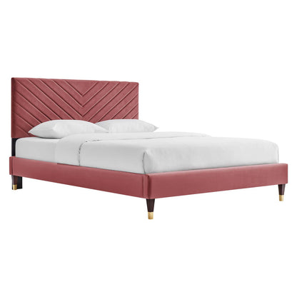 Roxanne Performance Velvet Queen Platform Bed By Modway - MOD-6286 | Beds | Modishstore - 6