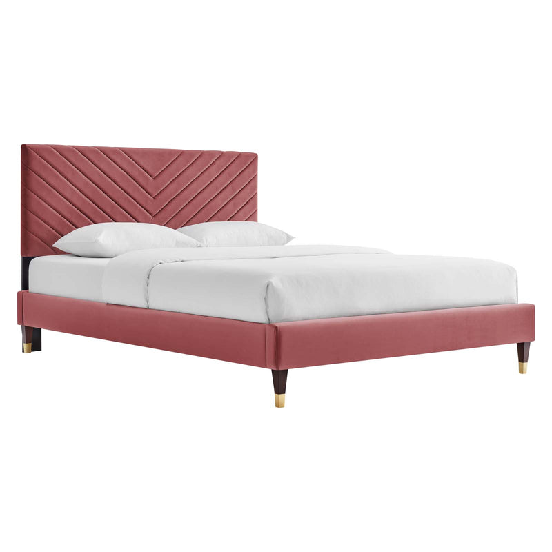 Roxanne Performance Velvet Queen Platform Bed By Modway - MOD-6286 | Beds | Modishstore - 6