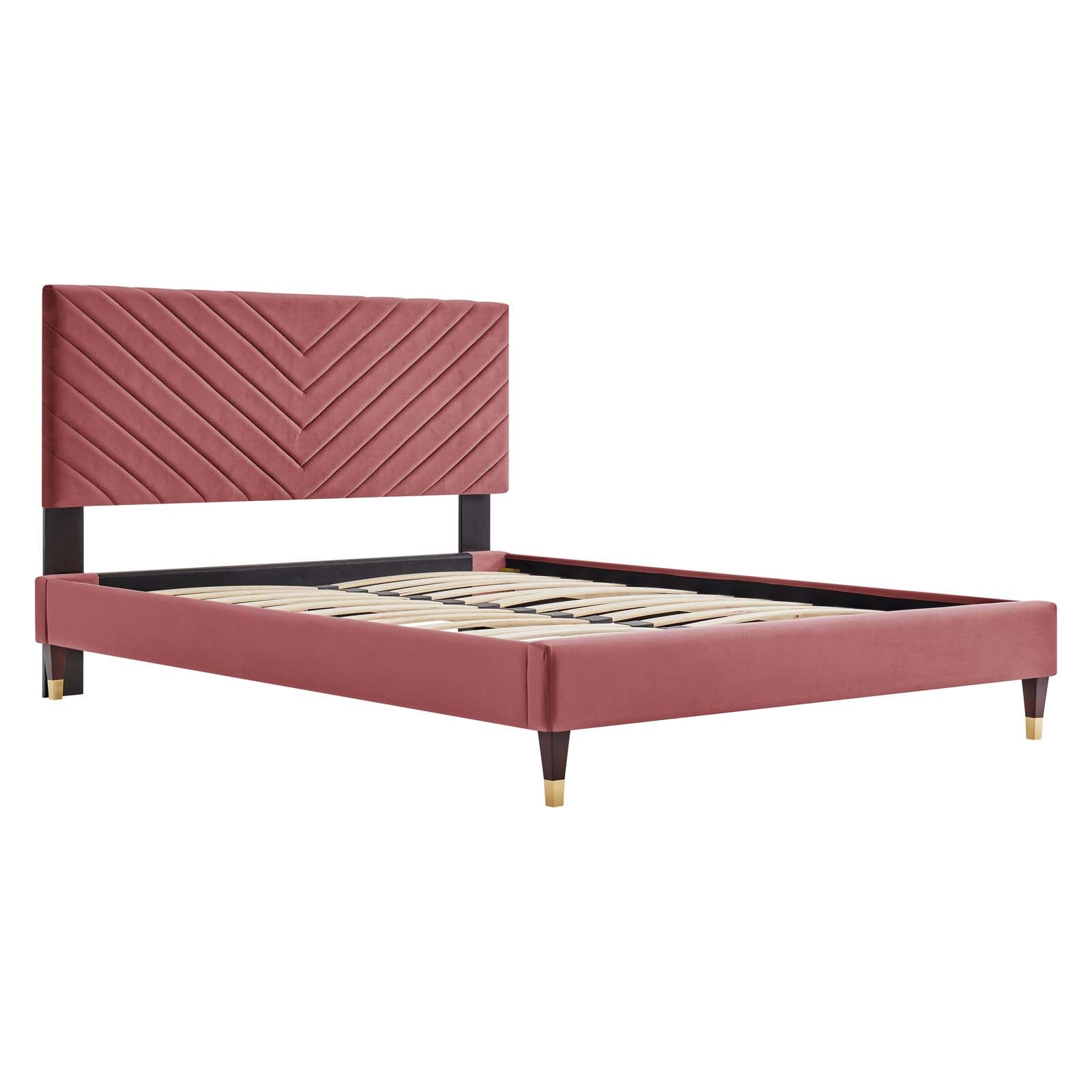 Roxanne Performance Velvet Queen Platform Bed By Modway - MOD-6286-CHA | Beds |  Modishstore - 7