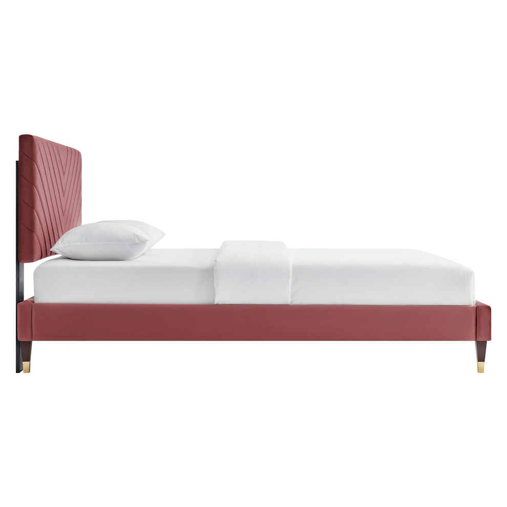 Roxanne Performance Velvet Queen Platform Bed By Modway - MOD-6286 | Beds | Modishstore - 8