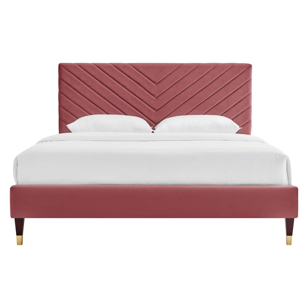 Roxanne Performance Velvet Queen Platform Bed By Modway - MOD-6286 | Beds | Modishstore - 9
