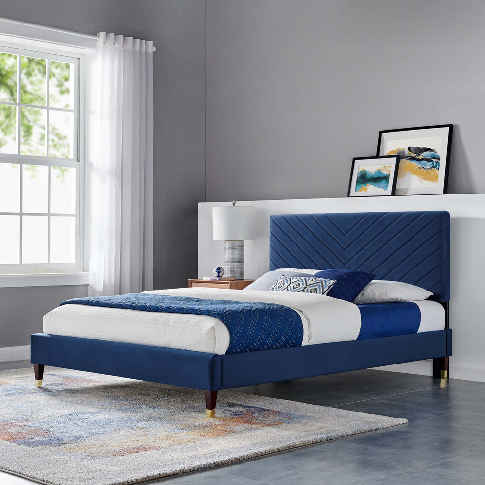 Roxanne Performance Velvet Queen Platform Bed By Modway - MOD-6286 | Beds | Modishstore - 16